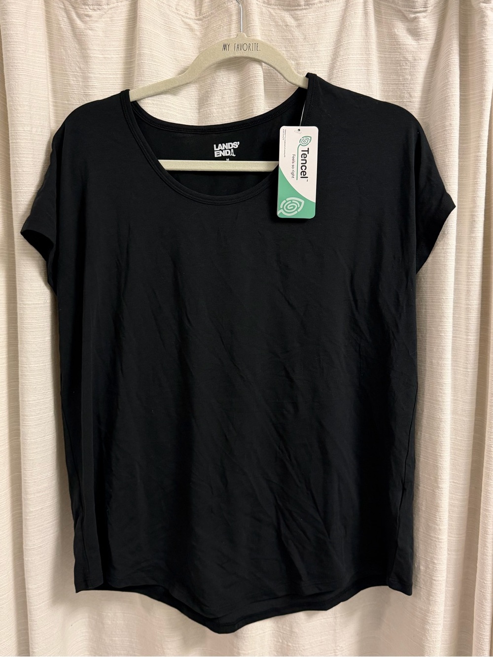 Lands' End Black Scoop Neck Tencel Short Sleeve Tee